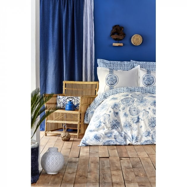 Постельное белье Karaca Home Felinda mavi, пике, евро, голубой (svt-2000022230803) - фото 1