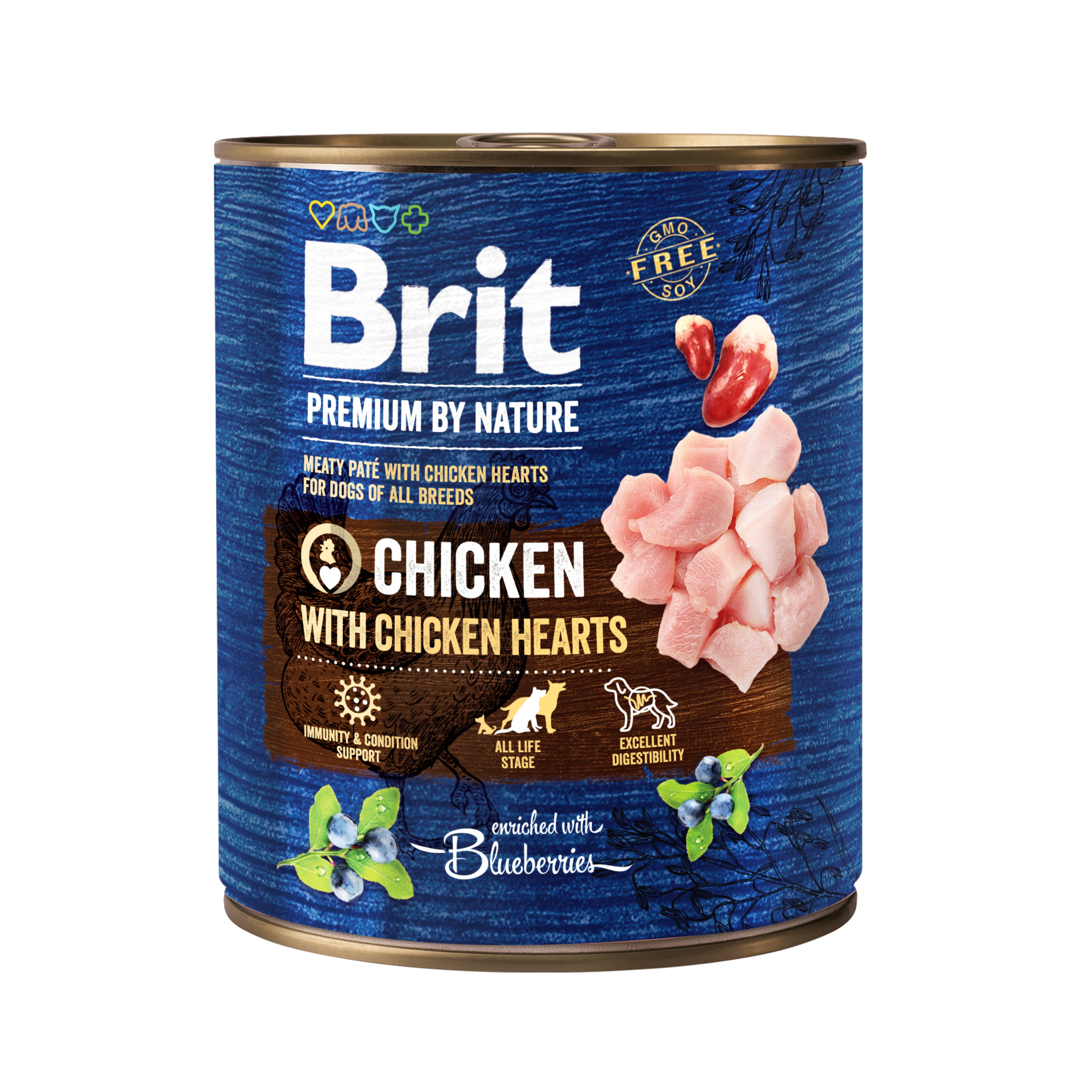Беззерновий вологий корм для собак Brit Premium, з куркою і курячими сердечками, 800 г - фото 1