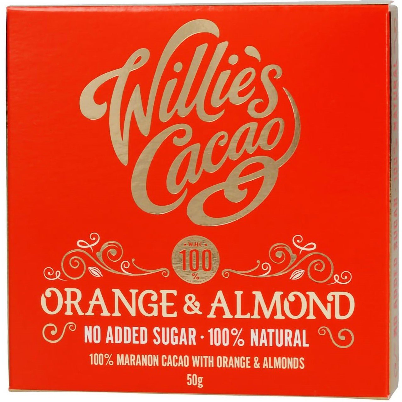 Шоколад чорний Willie's Cacao Мигдаль й апельсин без доданого цукру 50 г - фото 1