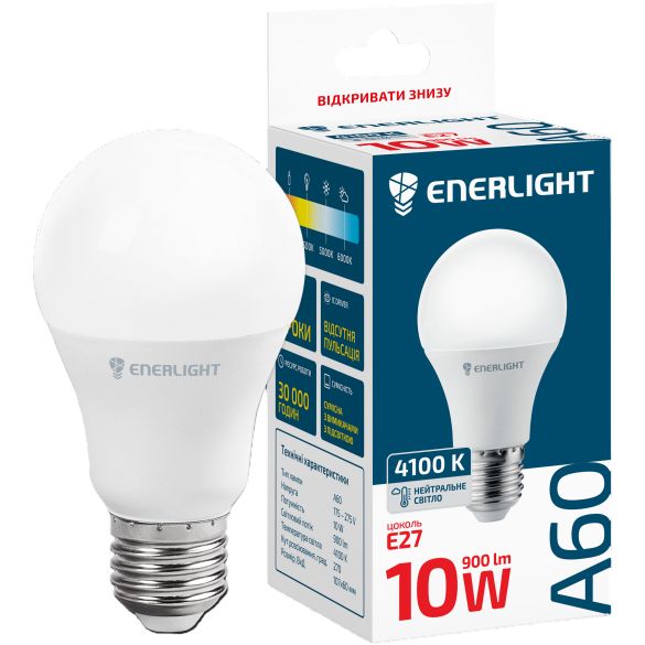 Лампа світлодіодна Enerlight A60 10Вт 4100K E27 (A60E2710SMDNFRX5) - фото 1