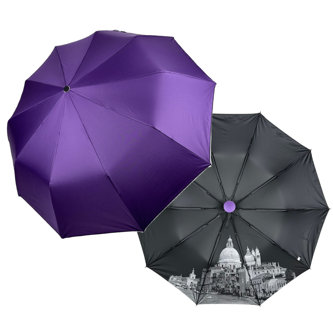 Женский складной зонтик полуавтомат Bellissima 102 см фиолетовый - фото 3