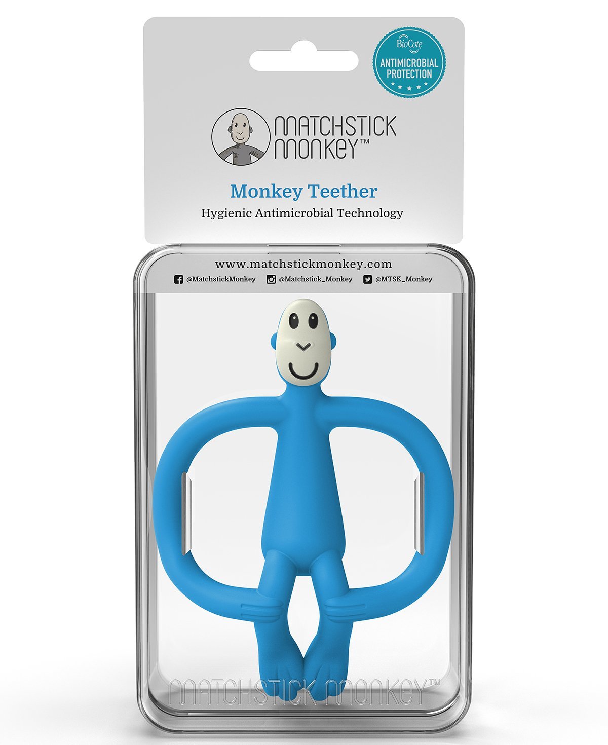 Игрушка-прорезыватель Matchstick Monkey Обезьянка, без хвоста, 11 см, синяя (MM-ONT-017) - фото 4