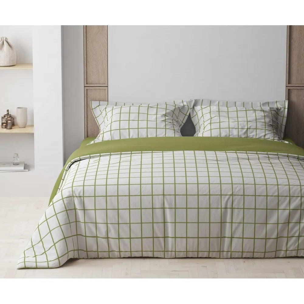 Комплект постельного белья ТЕП Happy Sleep Olive Check полуторный оливковый с белым (2-03794_25095) - фото 1