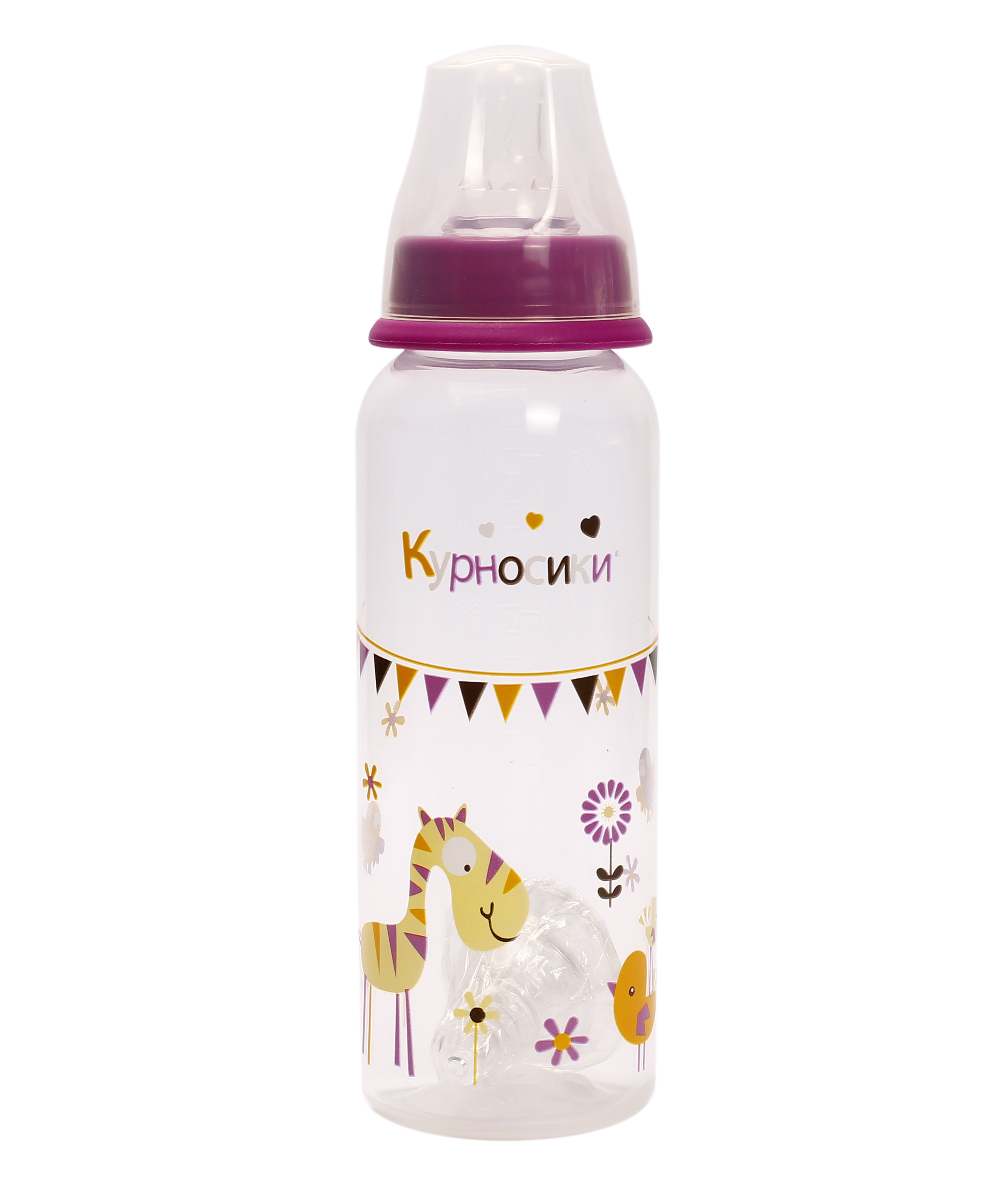 Бутылочка для кормления Курносики, с 2 сосками, 250 мл, фиолетовый (7008 фіол) - фото 1