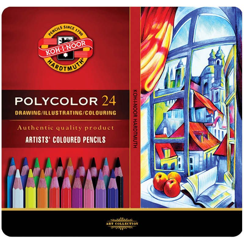 Олівці кольорові художні Koh-i-Noor Polycolor 24 шт. у металевій коробці (3824024002PL) - фото 1