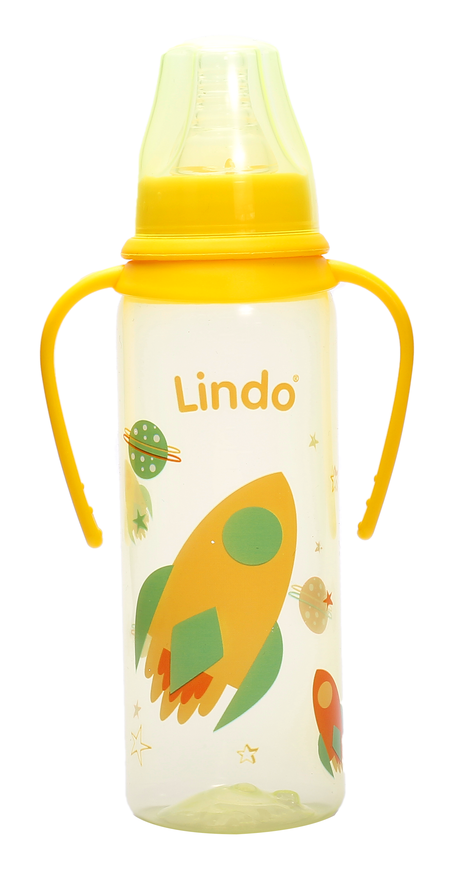 Пляшечка для годування Lindo, з ручками, 250 мл, жовтий (Li 139 жел) - фото 1