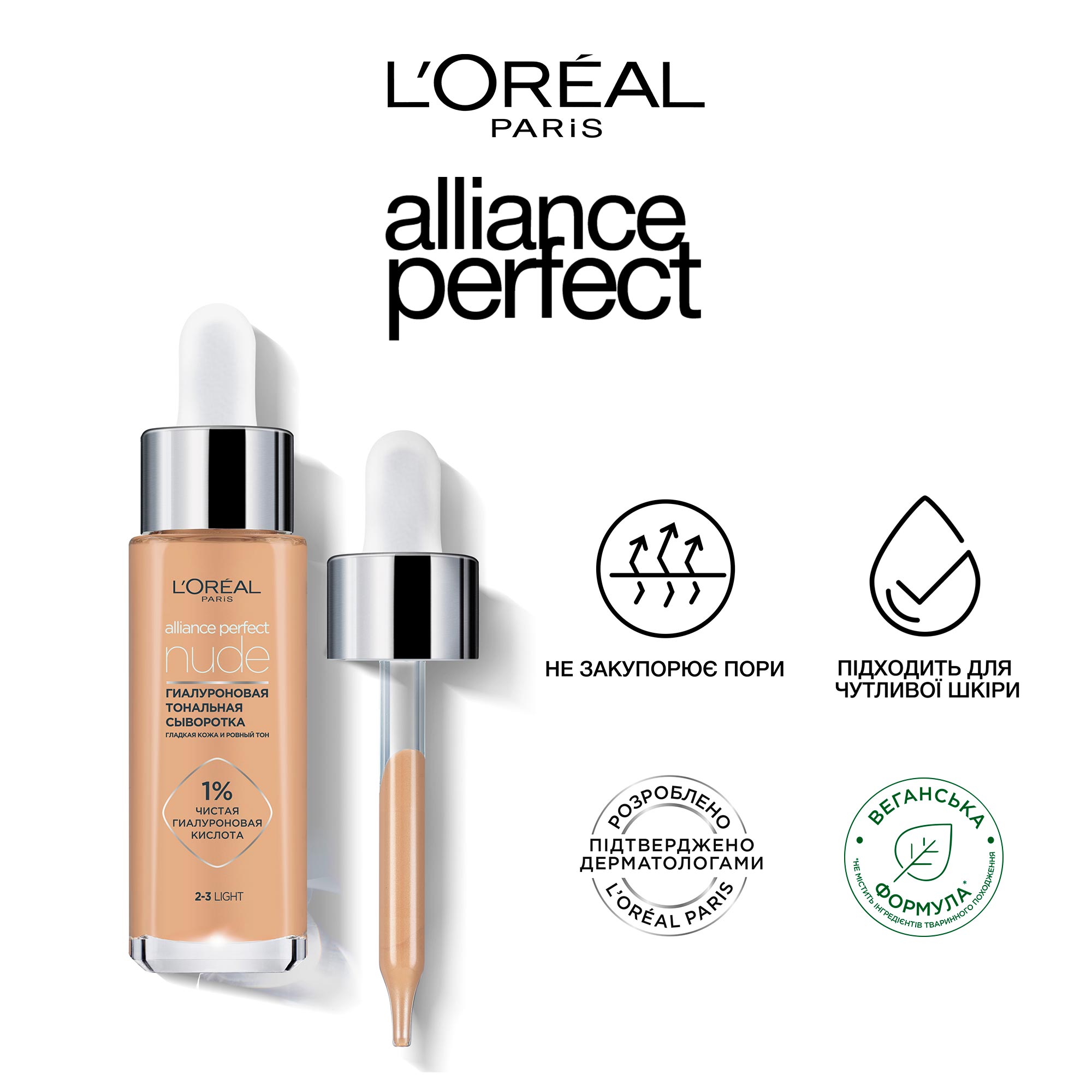 Гіалуронова тональна сироватка для обличчя L'Oreal Paris Alliance Perfect, відтінок 0.5-2 (світло-бежевий), 30 мл - фото 8