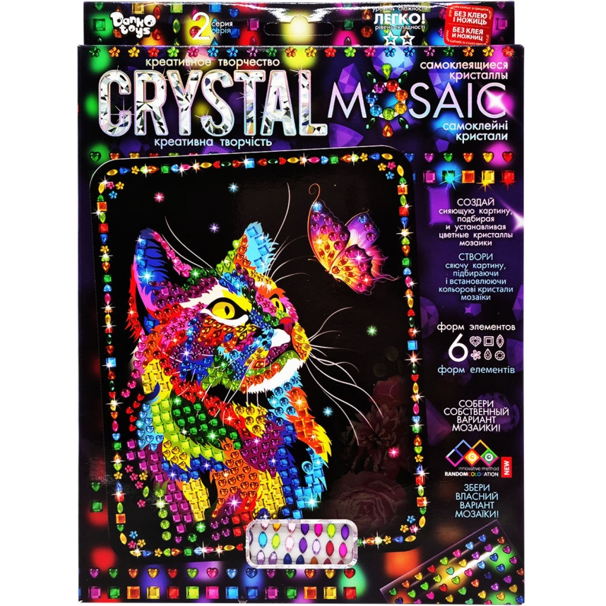 Набір для творчості Danko Toys Crystal mosaic Кіт і метелик 6 форм елементів (CRM-02-04) - фото 1