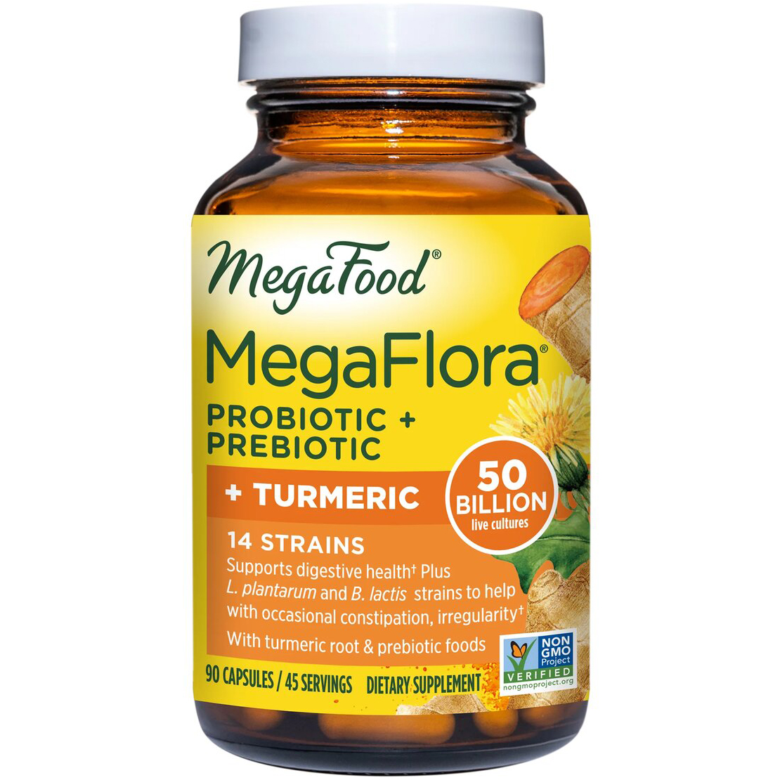 Пробиотики MegaFood MegaFlora for Over 50 Probiotic with Turmeric 90 капсул - фото 1