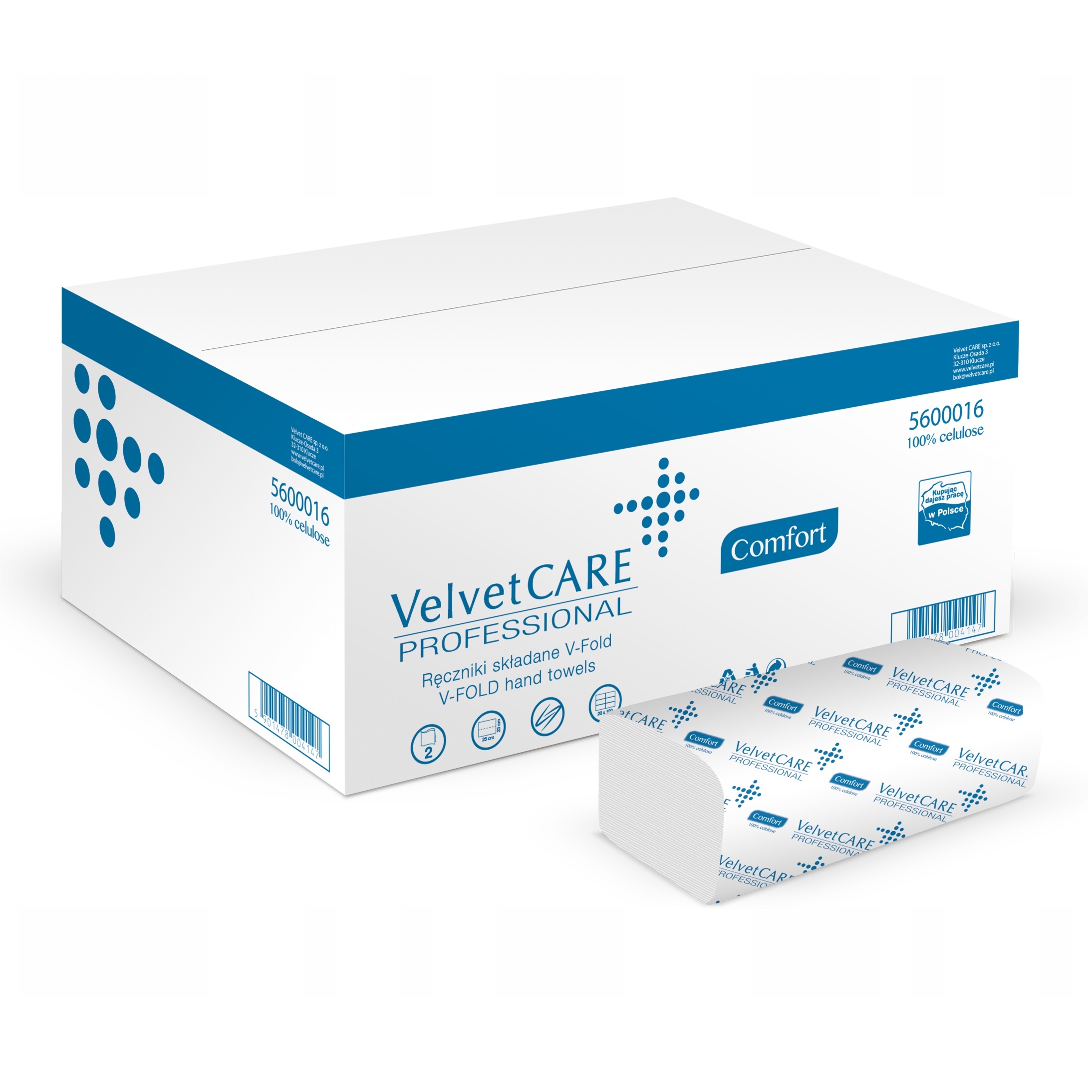 Паперові рушники Velvet Care Professional Comfort V-Fold, 20 упаковок (5600016) - фото 1