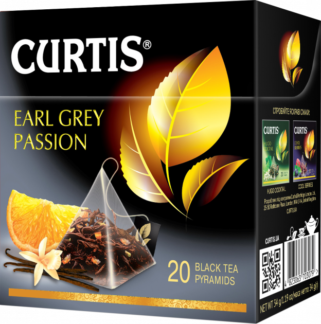 Чай черный Curtis Earl Grey Passion, 34 г (20 шт. по 1,7 г) (620298) - фото 1