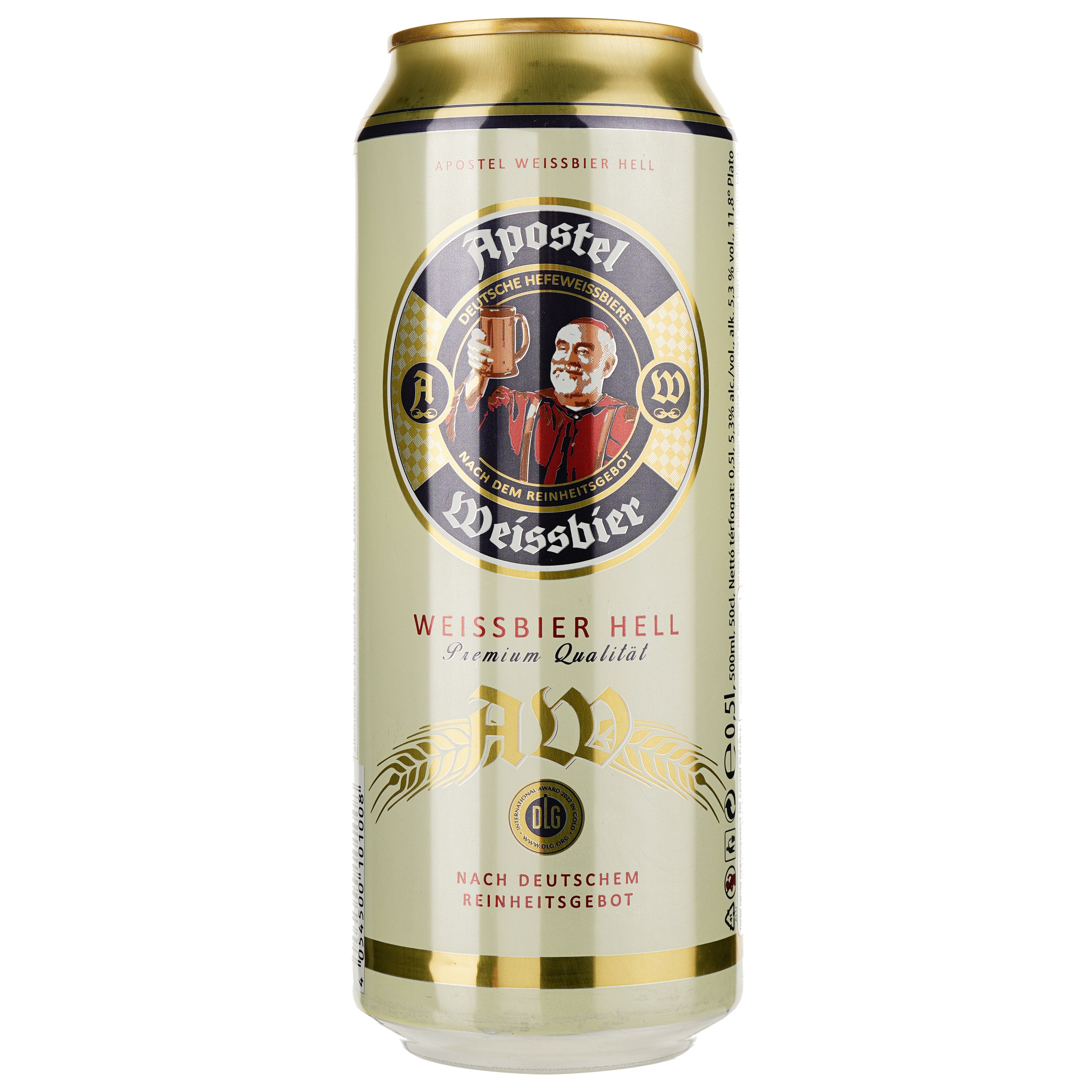 Пиво Apostel Weissbier Hell, світле, нефільтроване, 5% 0.5 л з/б - фото 1