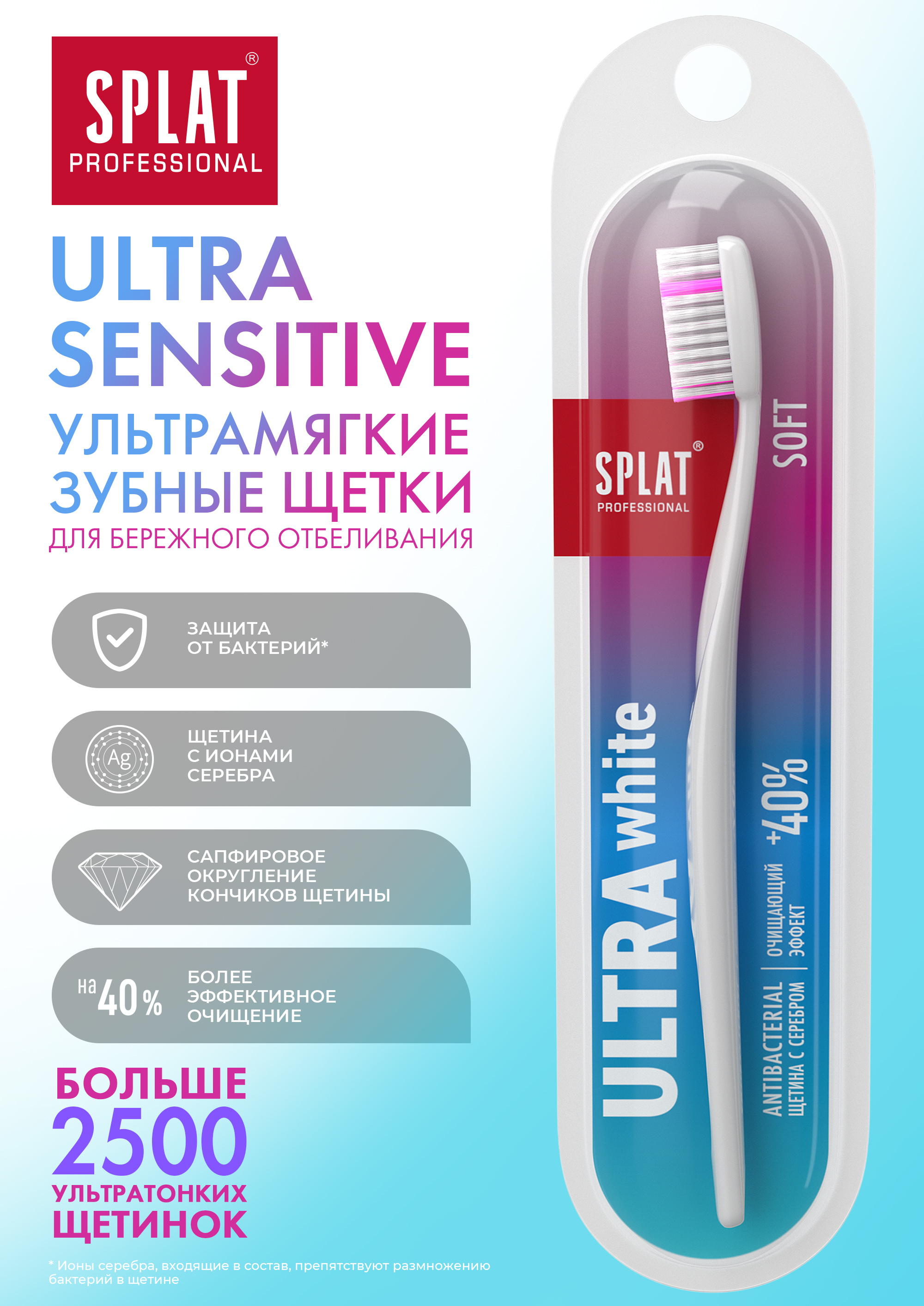 Зубная щетка Splat Professional Ultra White Soft, мягкая, розовый - фото 4