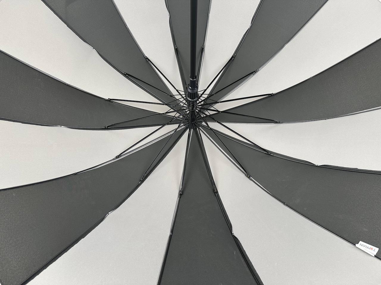 Жіноча парасолька-палиця напівавтомат Toprain 98 см сіра - фото 6
