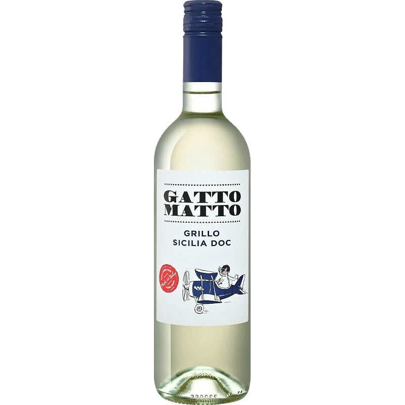 Вино Gatto Matto Grillo Sicilia, біле, сухе, 0,75 л - фото 1