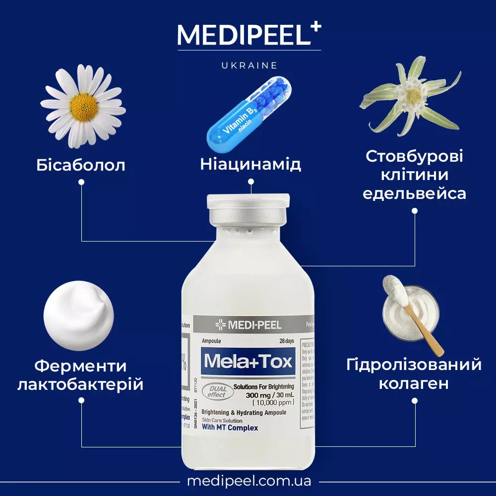 Сыворотка для лица Medi-Peel Mela Plus Tox Ampoule осветляющая с ниацинамидом 35 мл - фото 3