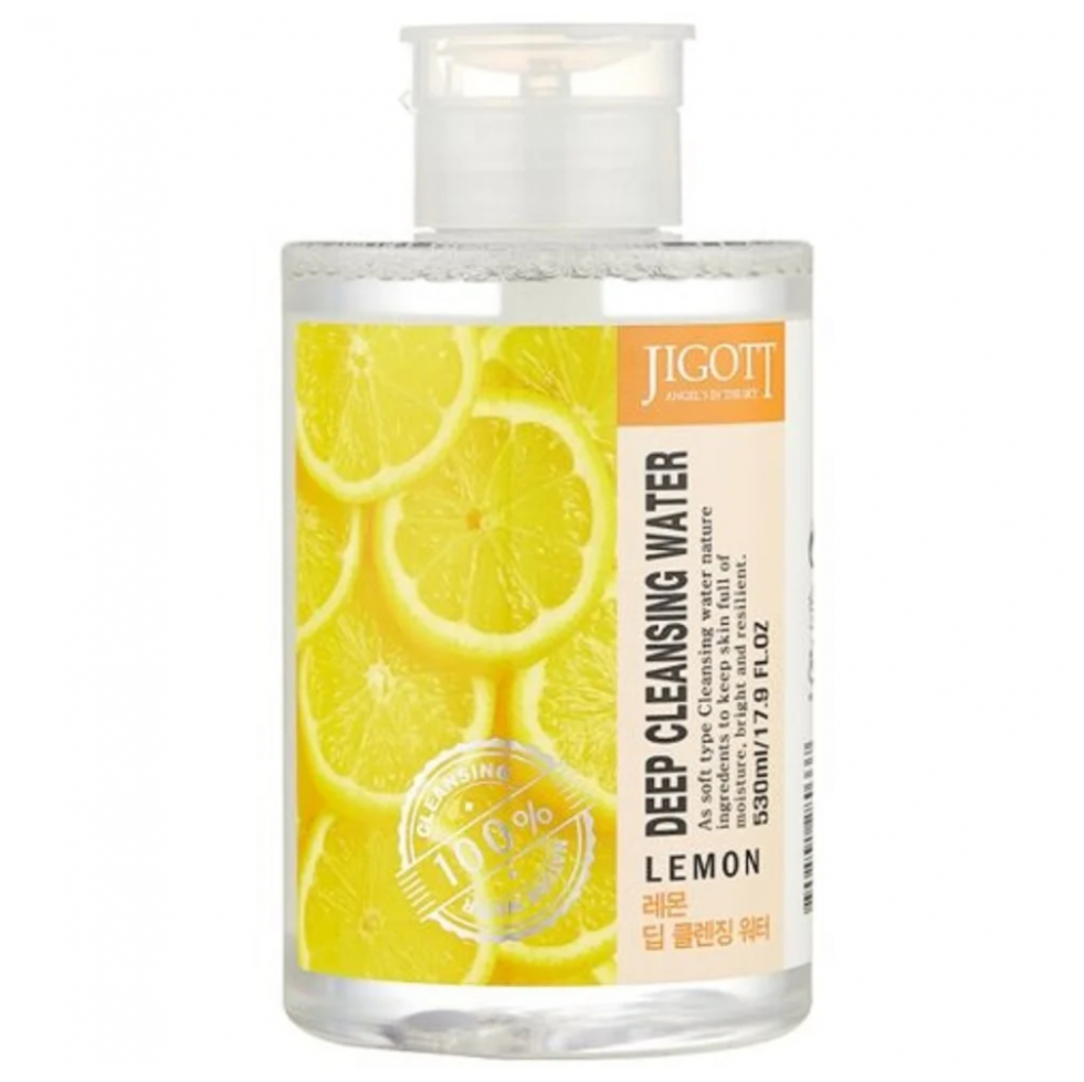 Рідина для зняття макіяжу Jigott Deep Cleansing Water Lemon з екстрактом лимона, 530 мл - фото 1