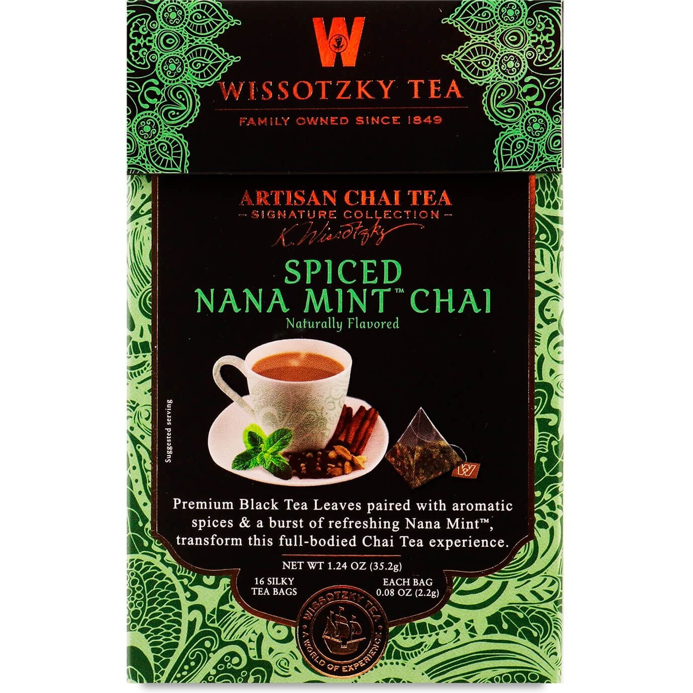 Чай черный Wissotzky Tea Spiced Chai с мятой, 35,2 г (16 шт. по 2,2 г) (868349) - фото 1