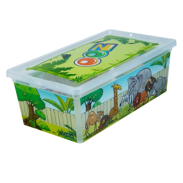 Коробка Qutu Light Box Zoo, с крышкой, 5 л, 11.5х19х33.5 см, разноцветная (LIGHT BOX с/к ZOO 5л.) - фото 1