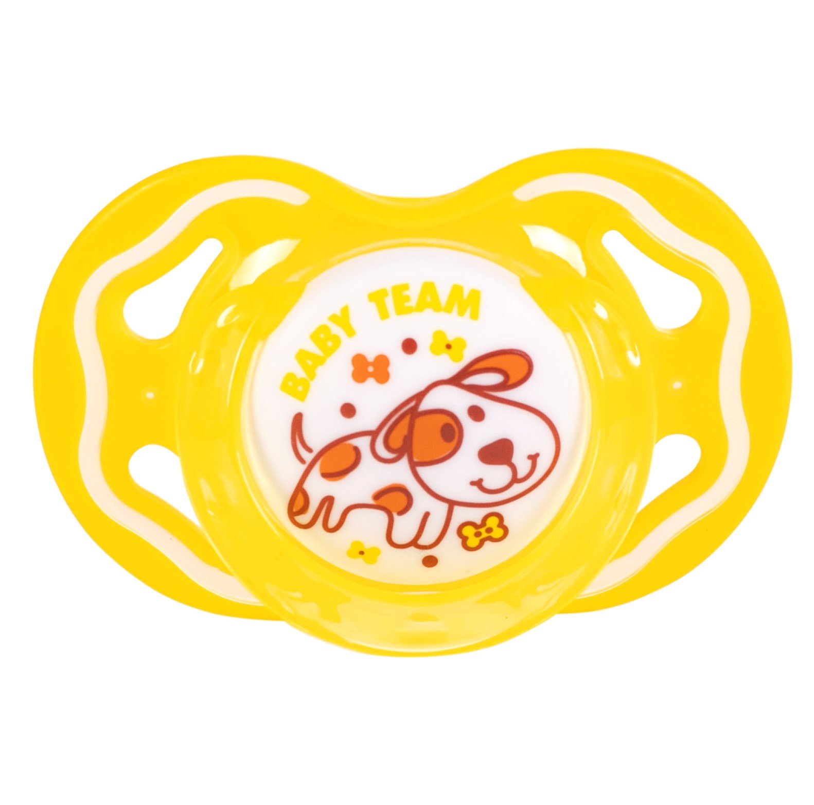 Пустышка силиконовая Baby Team, классическая, 6+ мес., желтый (3014_желтый) - фото 1