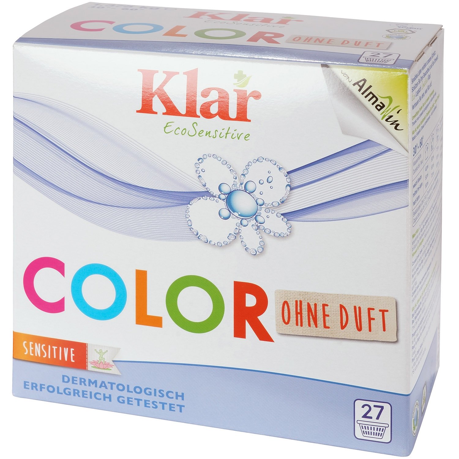 Пральний порошок Klar EcoSensitive Color органічний, для кольорових тканин, 1,375 кг - фото 1
