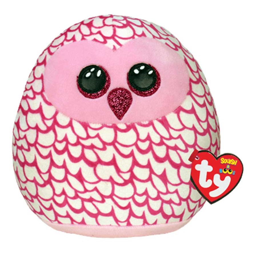 М'яка іграшка - подушка TY Squish-а-Boos Рожева сова Pinky, 20 см (39300) - фото 1