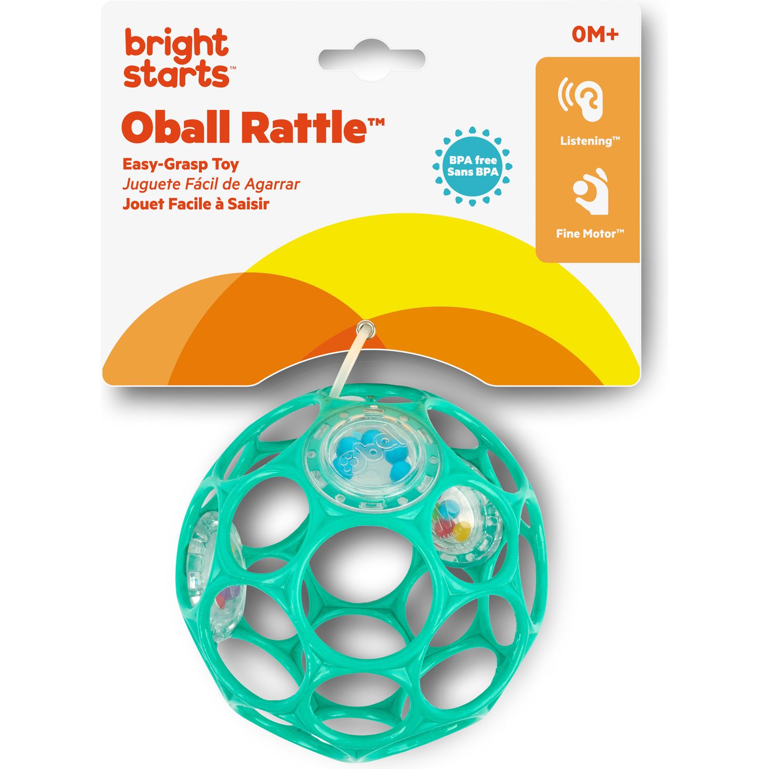 Игрушка-погремушка Bright Starts Oball Rattle голубая (11486) - фото 3