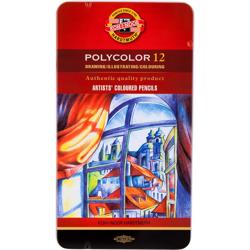 Карандаши цветные художественные Koh-i-Noor Polycolor 12 шт. в металлической коробке (3822012002PL) - фото 1