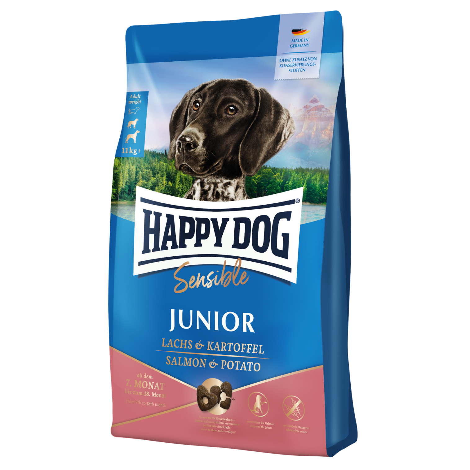 Сухой корм для щенков Happy Dog Sensible Junior Lachs&Kartoffel с лососем и картофелем, 1 кг (61006) - фото 1