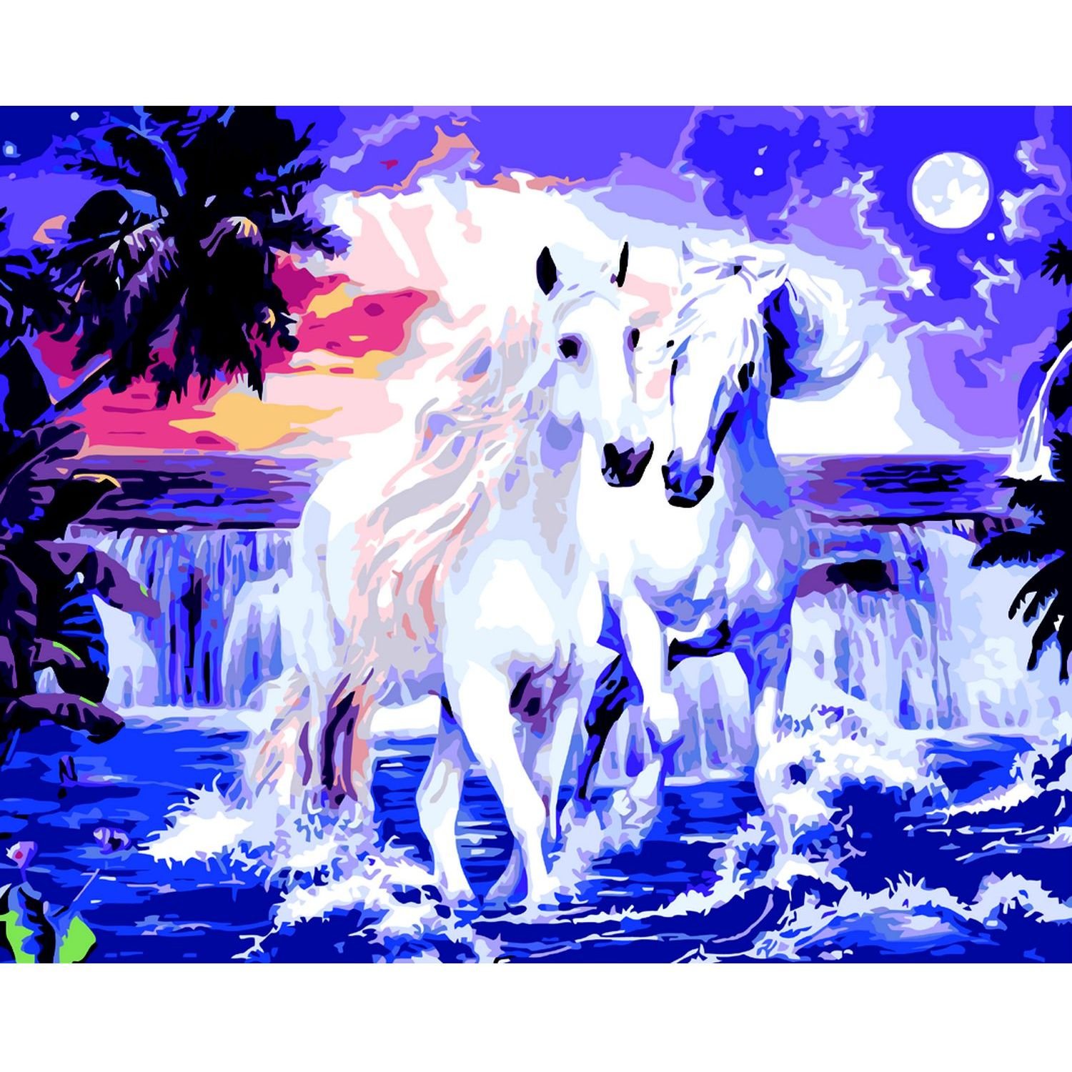 Картина по номерам ZiBi Art Line Белые кони 40х50 см (ZB.64246) - фото 1