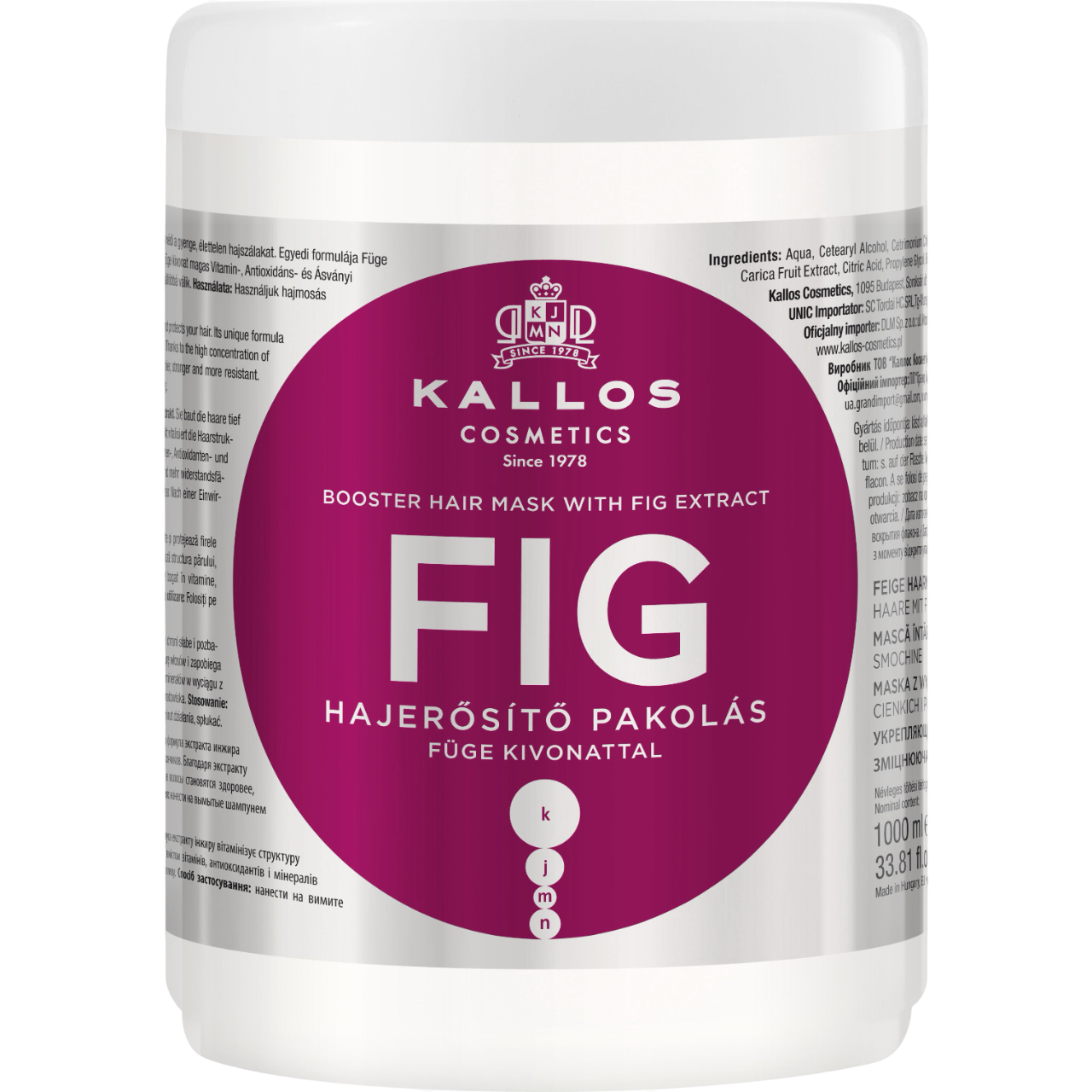 Маска для волос Kallos Cosmetics Fig Booster Hair Mask With Fig Extract укрепляющая с экстрактом инжира, 1 л - фото 1