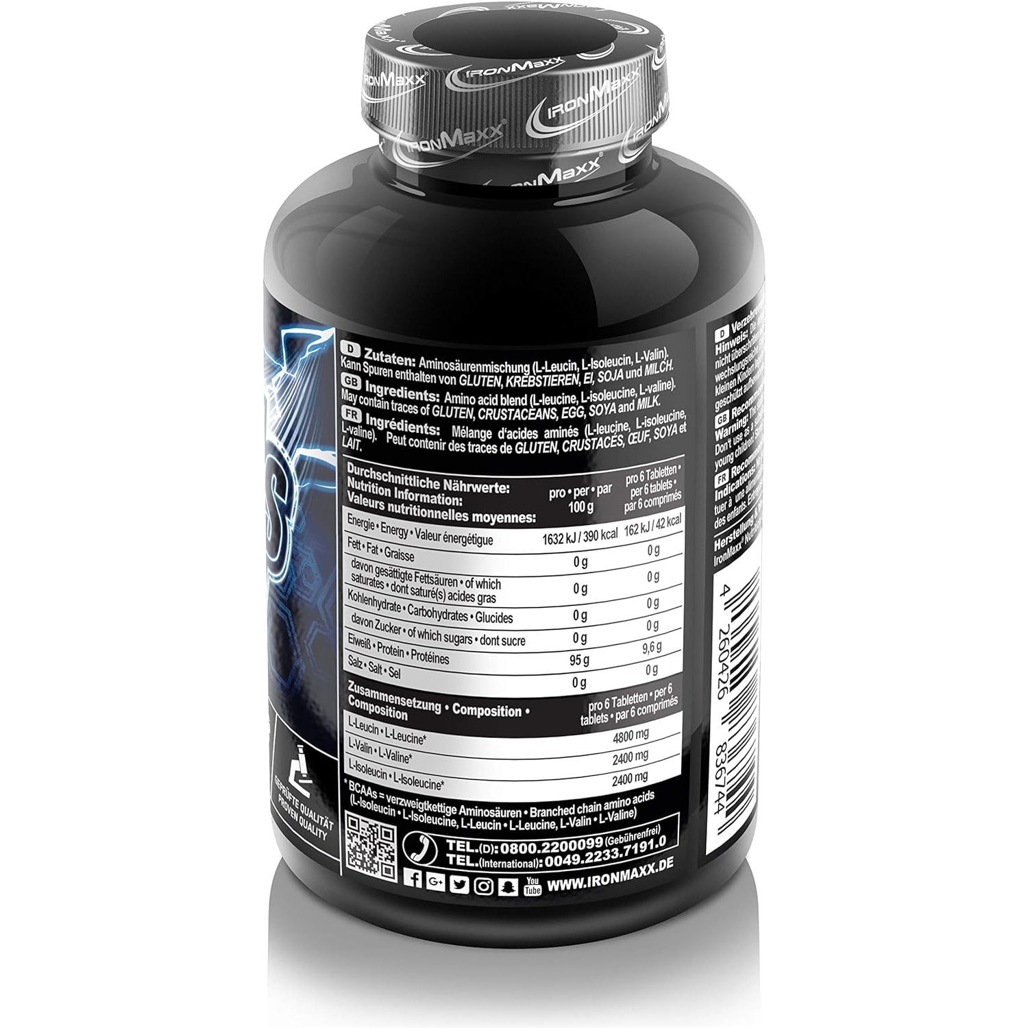 Амінокислота IronMaxx BCAAs Ultra Strong 2:1:1, 180 таблеток - фото 3