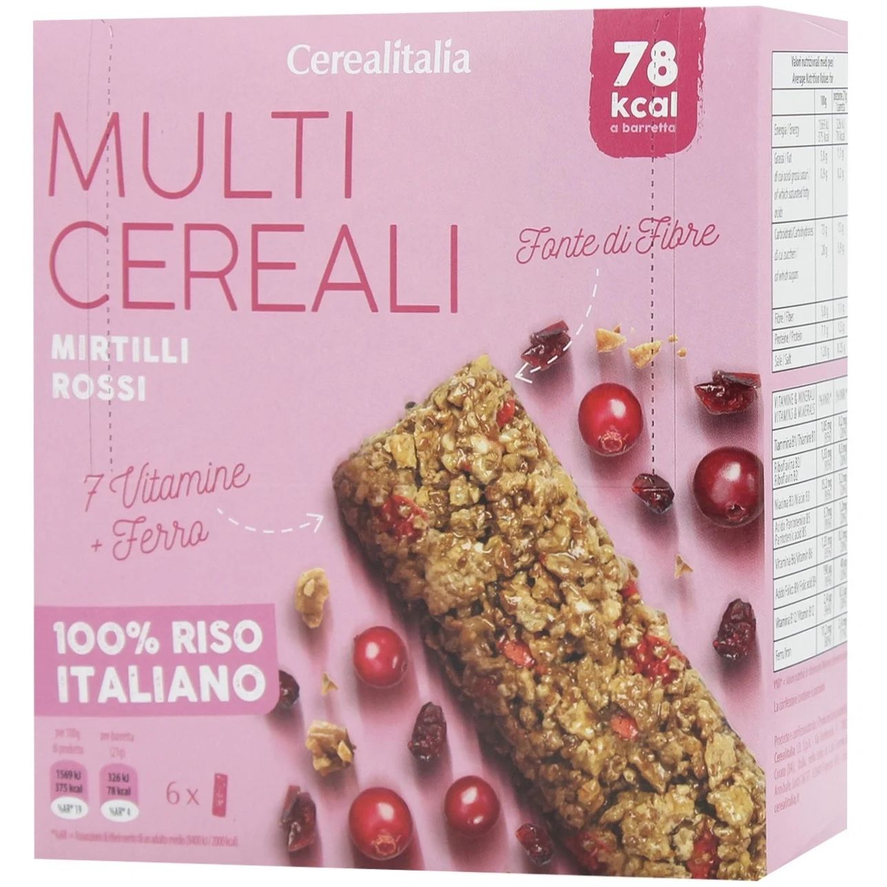 Батончики Cerealitalia Day By Day Червоні ягоди с витаминами и минералами мультизерновой 126 г (6 шт. х 21 г) - фото 1