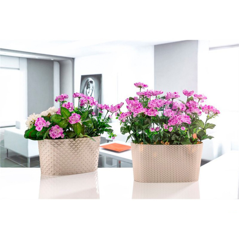 Горшок для цветов Serinova балконный с дренажем Sumela, 4.7 л, бело-серый (SMLB-KirliBeyaz) - фото 3