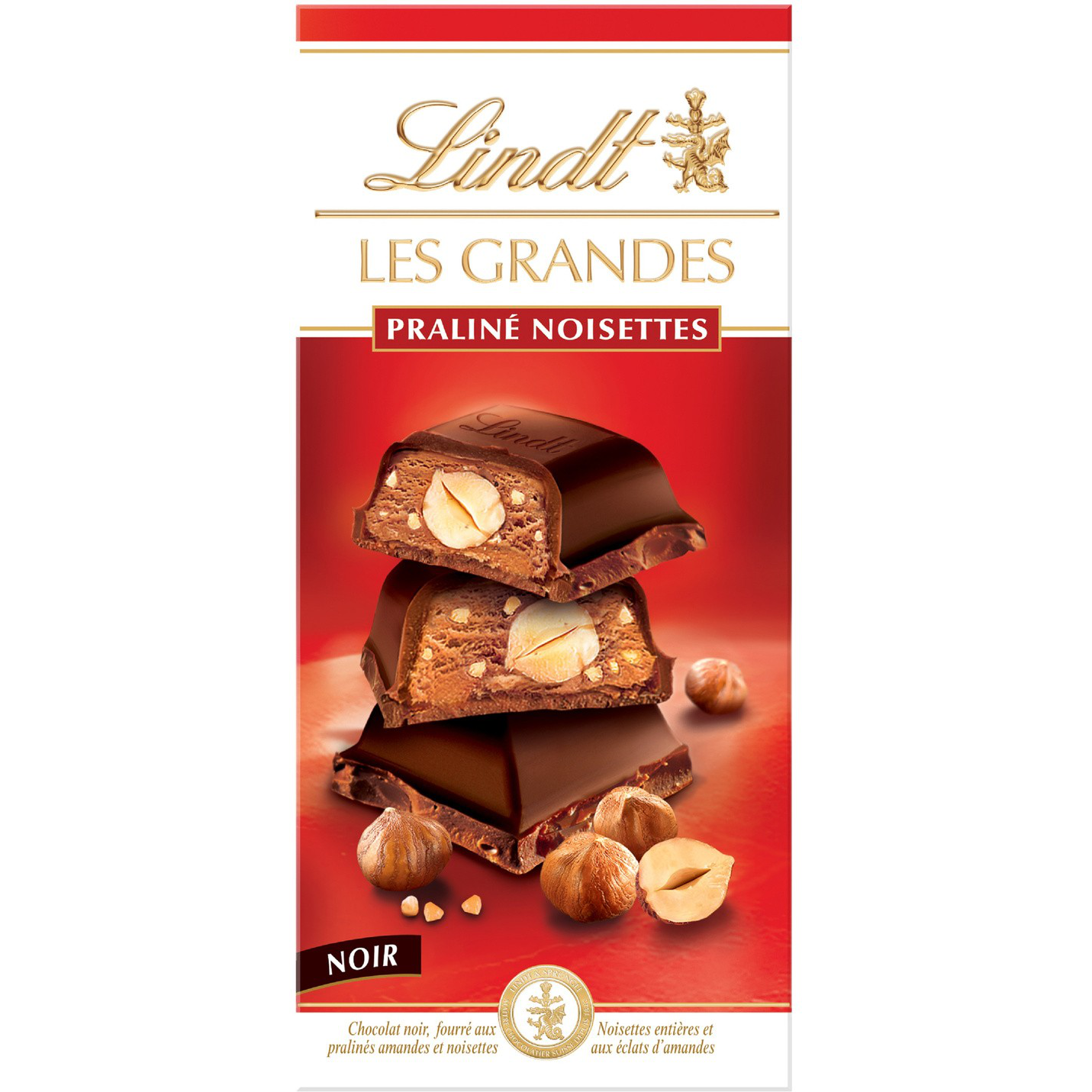 Шоколад чорний Lindt Les Grandes Праліне-фундук 225 г - фото 1