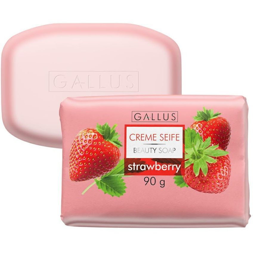 Мыло твердое Gallus Creme Seife Strawberry Клубника 90 г. - фото 1