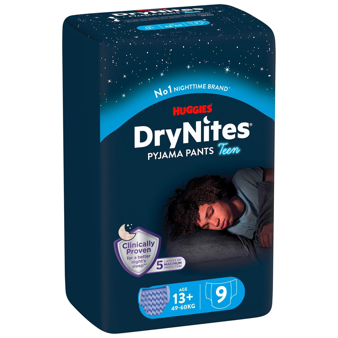 Подгузники-трусики для мальчиков Huggies DryNites 13+ (49-60 кг) 9 шт. - фото 1