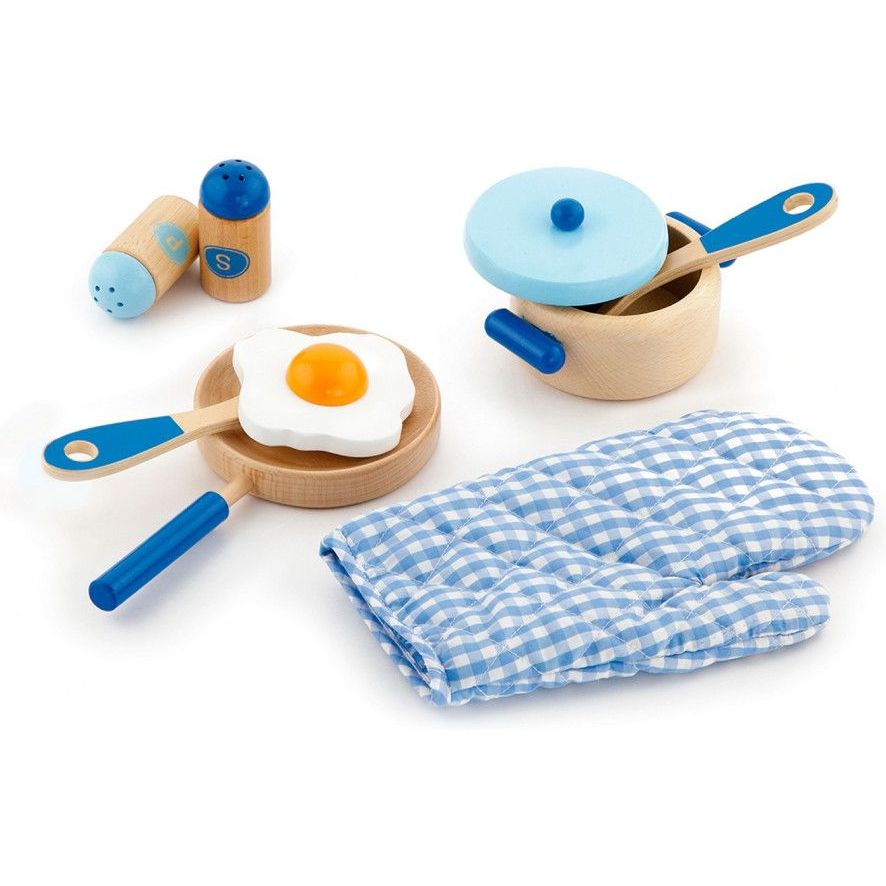 Игровой набор Viga Toys Посуда из дерева голубой (50115) - фото 2