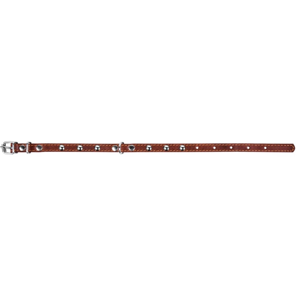 Ошейник одинарный Collar, с украшениями, кожа, 24-32х1,2 см, коричневый - фото 4