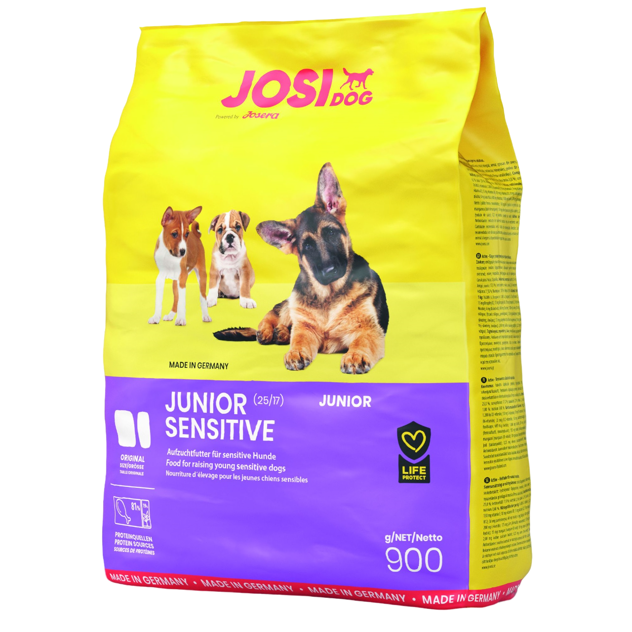 Безглютеновый сухой корм для щенков Josera JosiDog Junior Sensitive, с мясом домашней птицы, 0,9 кг - фото 1