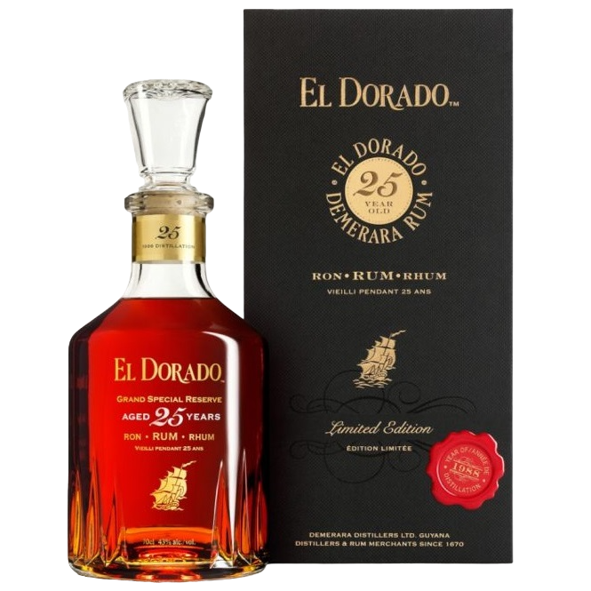 Ром El Dorado 25 yo, в подарунковій упаковці, 43%, 0,7 л - фото 1
