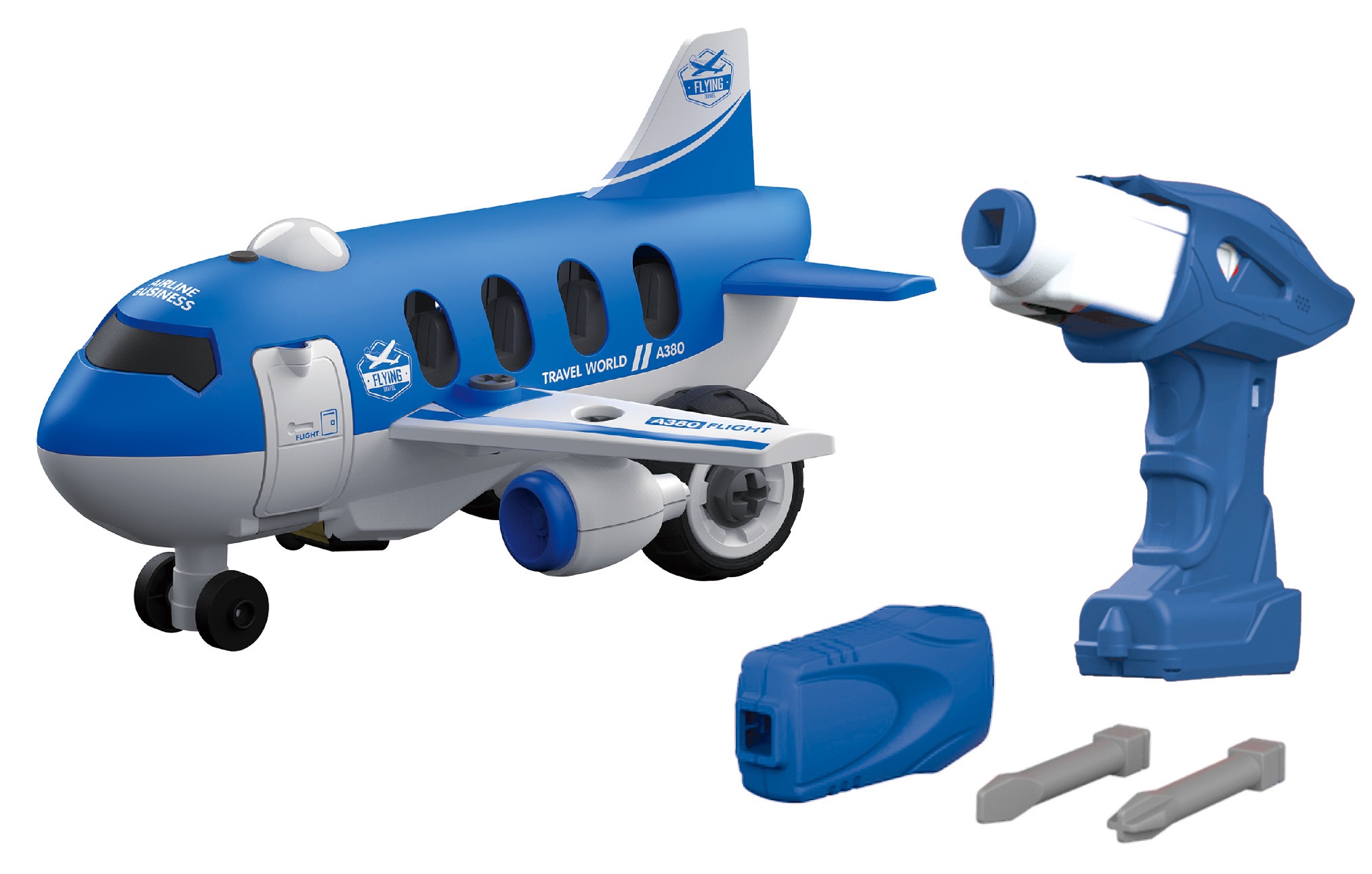 Конструктор DIY Spatial Creativity Літак із електродвигуном LM8074-DZ-1, синій (CJ-1379247) - фото 1