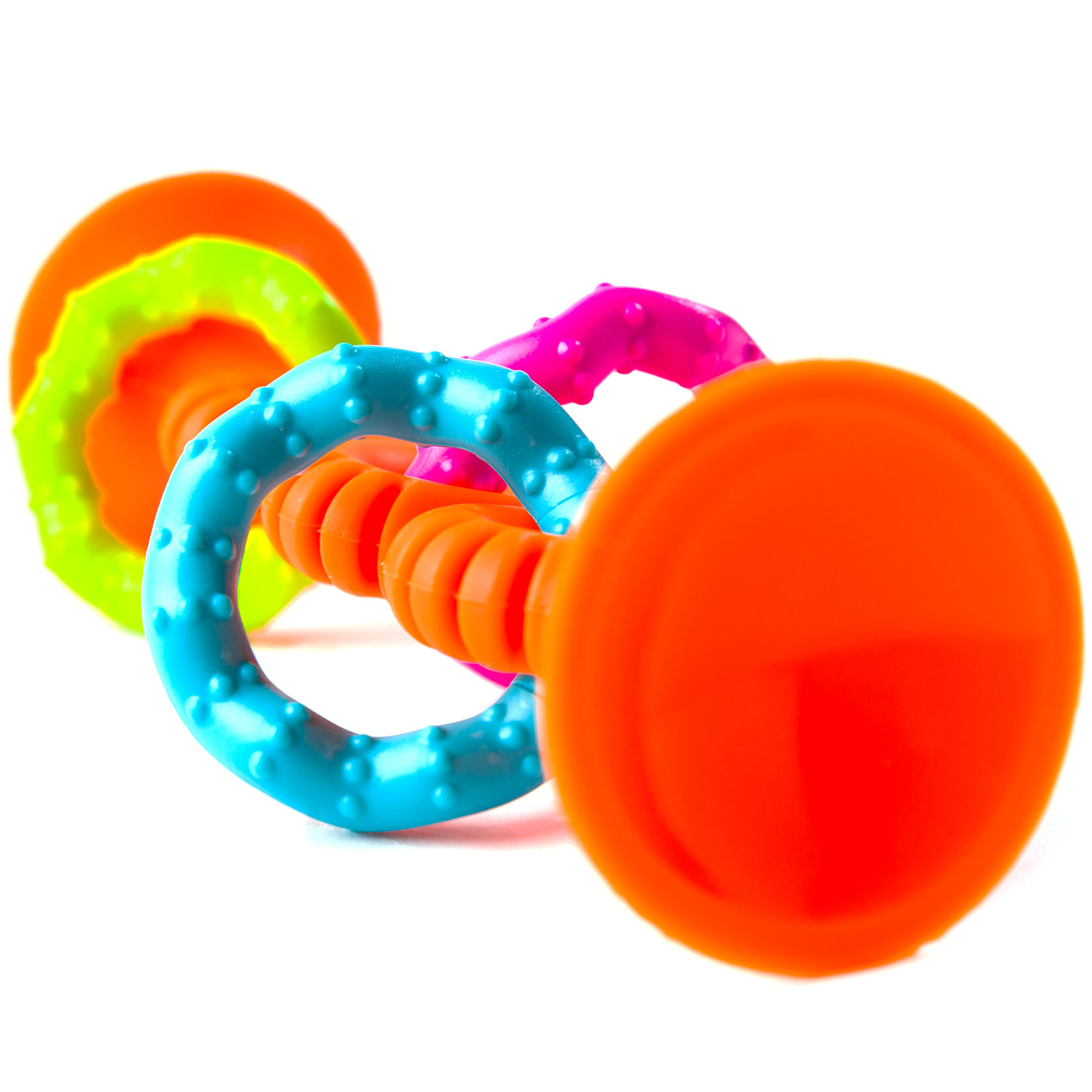 Прорезыватель-погремушка на присосках Fat Brain Toys pipSquigz Loops оранжевый (F165ML) - фото 2