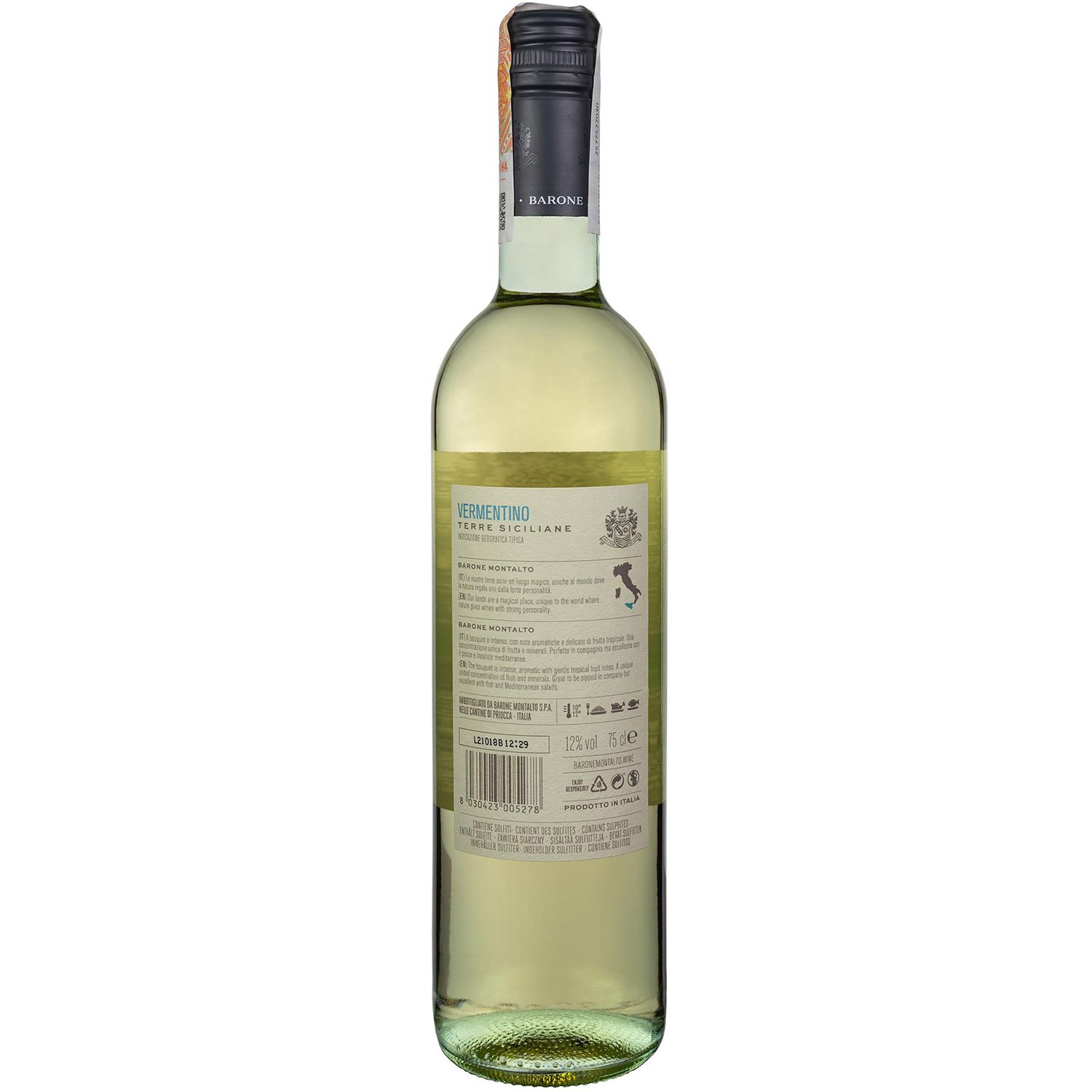 Вино Barone Montalto Vermentino Terre Siciliane IGT, белое, сухое, 0,75 л - фото 2