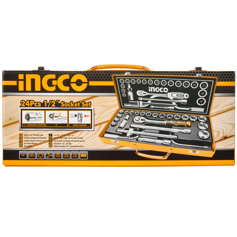 Набор торцевых головок с трещоткой Ingco Industrial 1/2" 24 предмета (HKTS0243) - фото 8