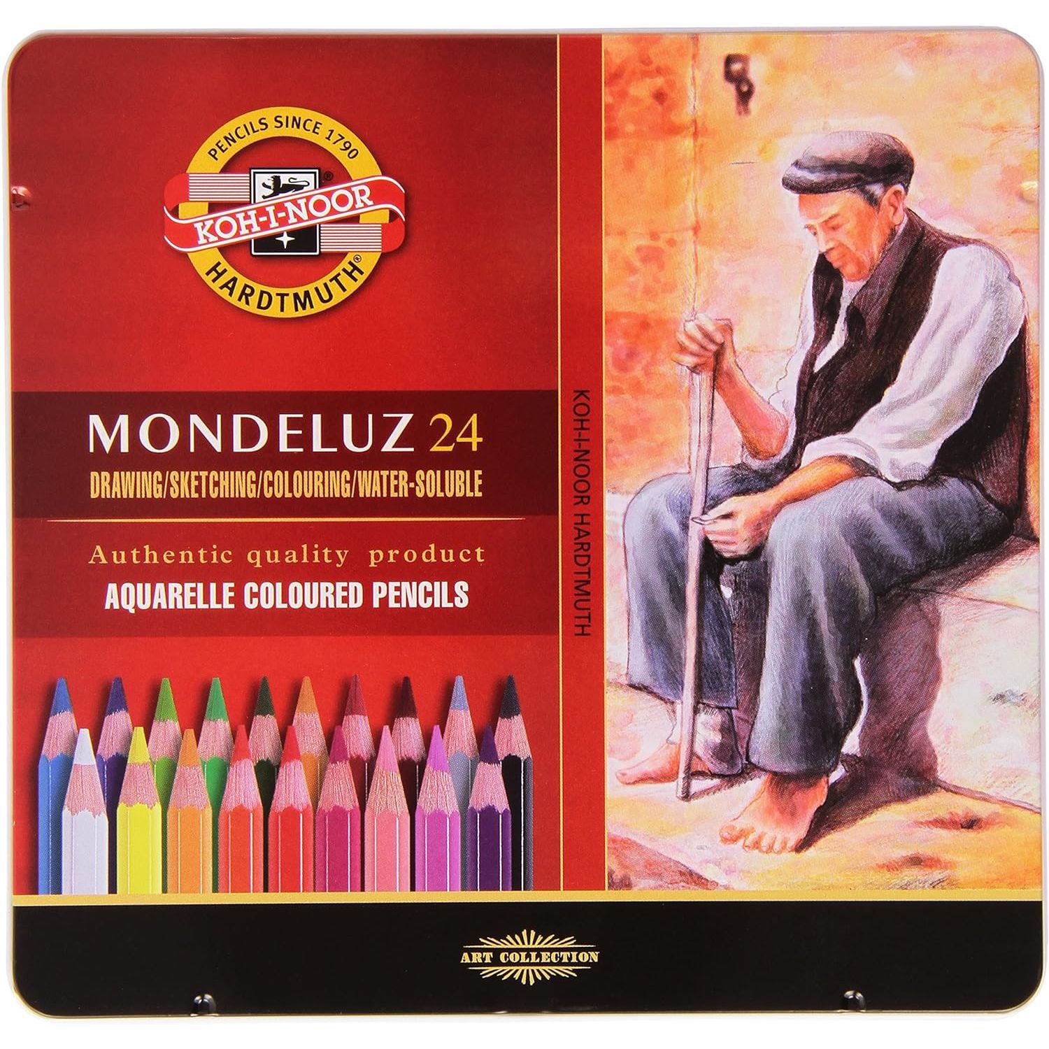 Карандаши цветные Koh-i-Noor Mondeluz акварельные 24 шт. в металлической коробке (3724) - фото 1