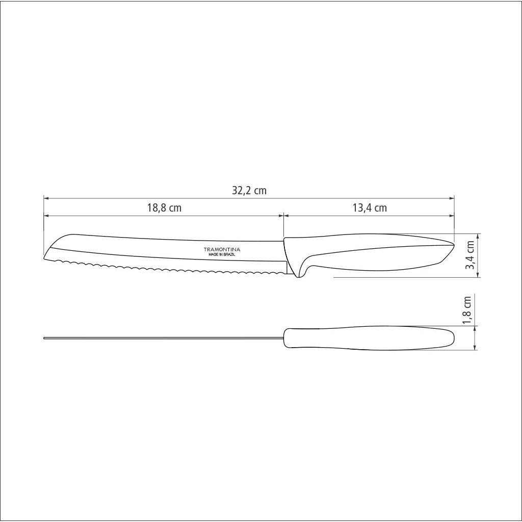 Нож для хлеба Tramontina Plenus light grey 203 мм (23422/138) - фото 4