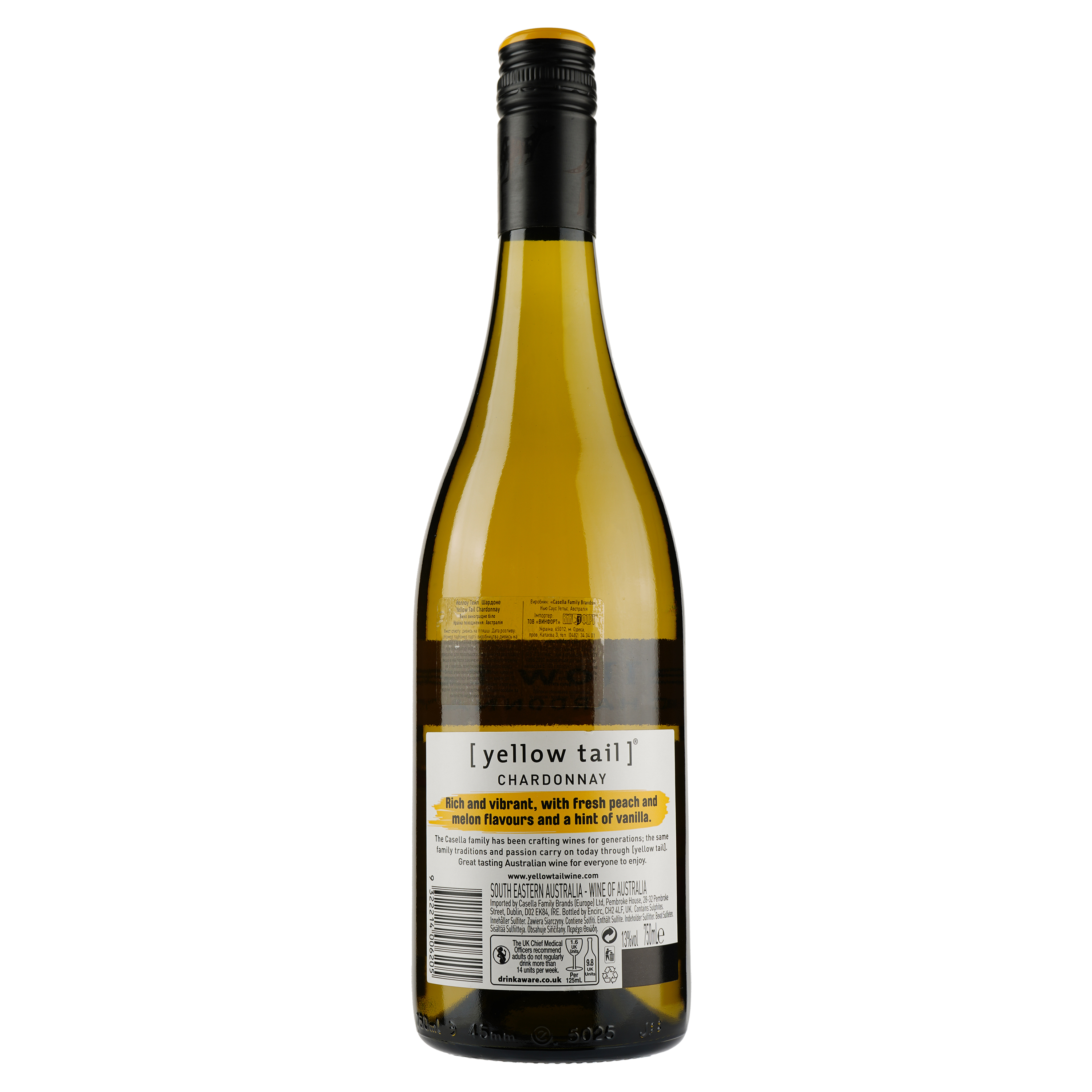 Вино Yellow Tail Chardonnay, белое, полусухое, 13%, 0,75 л (475087) - фото 2
