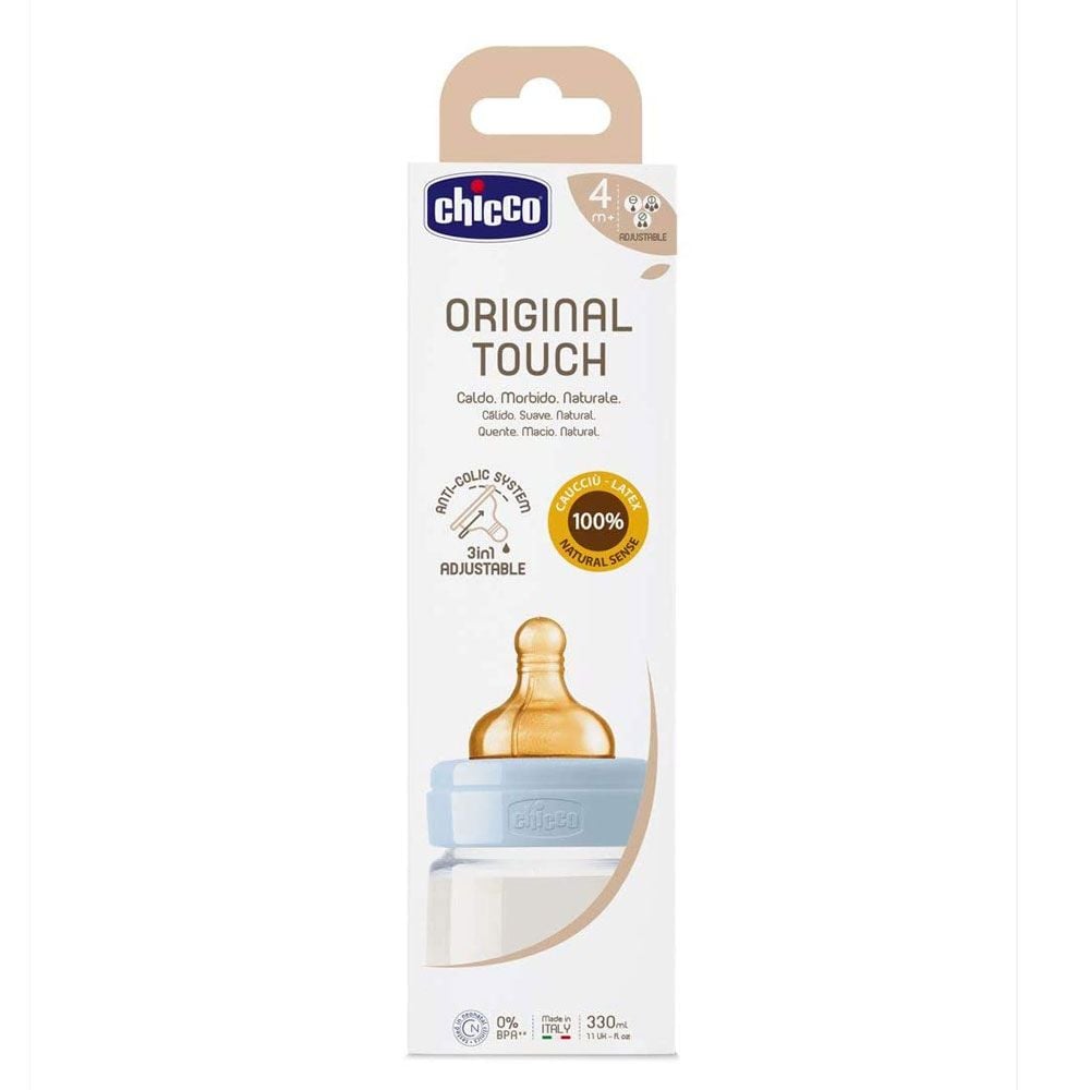 Пляшечка для годування Chicco Original Touch, з латексною соскою, 330мл, блакитний (27634.20) - фото 3