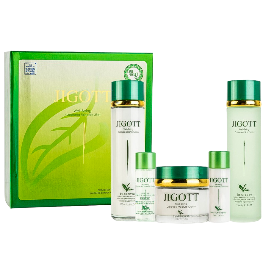Набір для догляду за обличчям Зелений Чай Jigott Well-being Green Tea Skin Care 3Set - фото 1